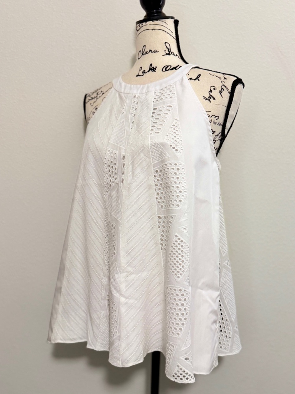 Amanda Uprichard Halter Camisole Nantucket Eyelet Sz M White Summer Quiet Luxury - Picture 4 of 16